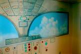 Airplane cockpit painted on a wall