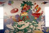 Mermaid mural on a playroom wall