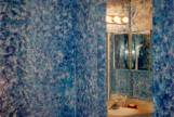 Blue sponged bathroom wall